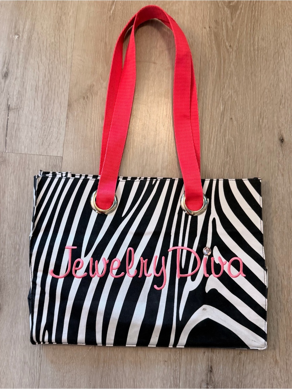 Premier Designs Y2K McBling Zebra Print "Jewelry Diva" Tote Bag